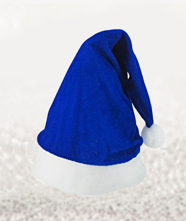 Gorro Navideño en Terciopelo Azul